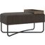 Ace Bench In Dark Brown Fabric With Black Painted Base With Dark Oak Tray