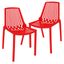 Acken Plastic Stackable Dining Chair Set of 2 In Red