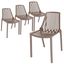 Acken Plastic Stackable Dining Chair Set of 4 In Taupe