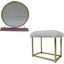 Acme Adao Vanity Mirror And Stool In Pink And Gold Finish