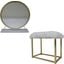 Acme Adao Vanity Mirror And Stool In White And Brass Finish