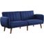 Acme Bernstein Adjustable Sofa In Blue Linen and Walnut Finish