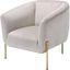 Acme Carlson Accent Chair In Beige Velvet and Chrome