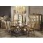 Acme Dresden Dining Table With Trestle Pedestal In Gold Patina And Bone