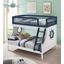 Acme Farah Twin Over Full Bunk Bed In Navy Blue And White Finish