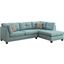 Acme Laurissa Sectional Sofa And Ottoman With 2 Pillows In Light Teal Linen
