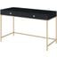 Acme Ottey Writing Desk In Black High Gloss And Gold Finish