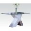 Acme Pervis Dining Table In White And Clear Glass