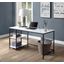 Taurus Writing Desk with USB In White Printed Faux Marble Top and Black