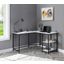 Taurus Writing Desk with USB In White Printed Faux Marble Top and Black