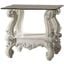 Acme Versailles Glass Top End Table Bone White 82104