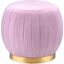 Acme Zinnia Ottoman In Pink Carnation Velvet And Gold