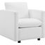 Activate White Upholstered Fabric Arm Chair