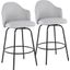 Ahoy Fixed-Height Counter Stool Set of 2 in Black Metal and Light Grey Fabric