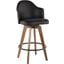 Ahoy Mid-Century Counter Stool In Walnut And Black Faux Leather