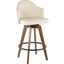 Ahoy Mid-Century Counter Stool In Walnut And Cream Faux Leather