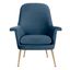 Aimee Velvet Arm Chair In Navy And Gold
