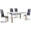 Ajay 5 Piece Rectangular Faux Leather Dining Set In Gray