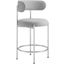 Albie Fabric Counter Stools Set of 2 In Gray/Silver