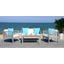 Alda Grey Wash, White and Light Blue 4-Piece Outdoor Set with Accent Pillows