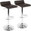 Ale Contemporary Adjustable Barstool In Brown Pu Leather - Set Of 2