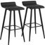 Ale Fixed-Height Bar Stool Set of 2 in Black Steel and Black Faux Leather