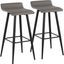 Ale Fixed-Height Bar Stool Set of 2 in Black Steel and Grey Faux Leather