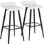 Ale Fixed-Height Bar Stool Set of 2 in Black Steel and White Faux Leather