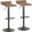 Ale Industrial Barstool In Antique Metal And Camel Faux Leather - Set Of 2