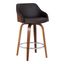 Alec 26 Inch Counter Height Swivel Brown Faux Leather and Walnut Wood Bar Stool