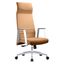 Aleen High-Back Office Chair In Upholstered Leather and Iron Frame with Swivel and Tilt In Brown