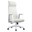 Aleen High-Back Office Chair In Upholstered Leather and Iron Frame with Swivel and Tilt In White