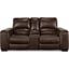 Alessandro Power Reclining Console Loveseat With Adjustable Headrest In Walnut