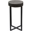 Alex Large 25 Inch Accent Table With Solid Mango Wood Top In Espresso Finish With Silver Metal Inlay