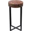 Alex Large 25 Inch Accent Table With Solid Mango Wood Top In Walnut Finish With Gold Metal Inlay