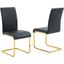 Alison Faux Leather Chrome Dining Side Chair Set of 2 In Black And Gold
