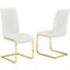 Alison Faux Leather Chrome Dining Side Chair Set of 2 In White And Gold