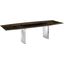 Allegra Manual Dining Table With Stainless Steel Base and Smoked Top