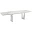 Allegra Manual Dining Table With Stainless Steel Base and White Marbled Top