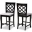 Alora Modern And Contemporary Grey Fabric Upholstered Espresso Brown Finished 2-Piece Wood Counter Stool Set Of 4
