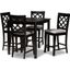 Alora Modern And Contemporary Grey Fabric Upholstered Espresso Brown Finished 5-Piece Wood Pub Set