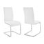Amanda Contemporary Side Chair Set of 2 In White Faux Leather and Chrome Finish