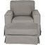 Americana Slipcover Set For Box Cushion Track Arm Chair and Ottoman In Gray