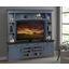 Americana Modern 92 Inch TV Console With Hutch Back Panel and LED Lights In Blue