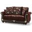 Americana Upholstered Convertible Loveseat with Storage In Brown