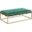 Amoria Green Rectangle Ottoman In Brushed Gold
