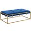 Amoria Navy Rectangle Ottoman In Brushed Gold