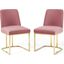 Amplify Sled Base Performance Velvet Dining Chairs - Set of 2 In Gold Dusty Rose
