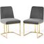 Amplify Sled Base Performance Velvet Dining Chairs - Set of 2 In Gold Gray