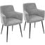 Andrew Contemporary Dining/Accent Chair In Black With Grey Fabric - Set Of 2